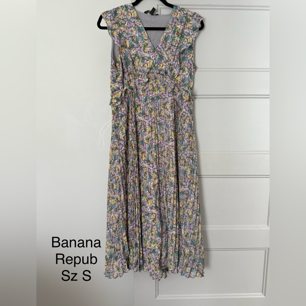 Banana Republic Lavender Floral Maxi Dress with Yellow & Green Accents